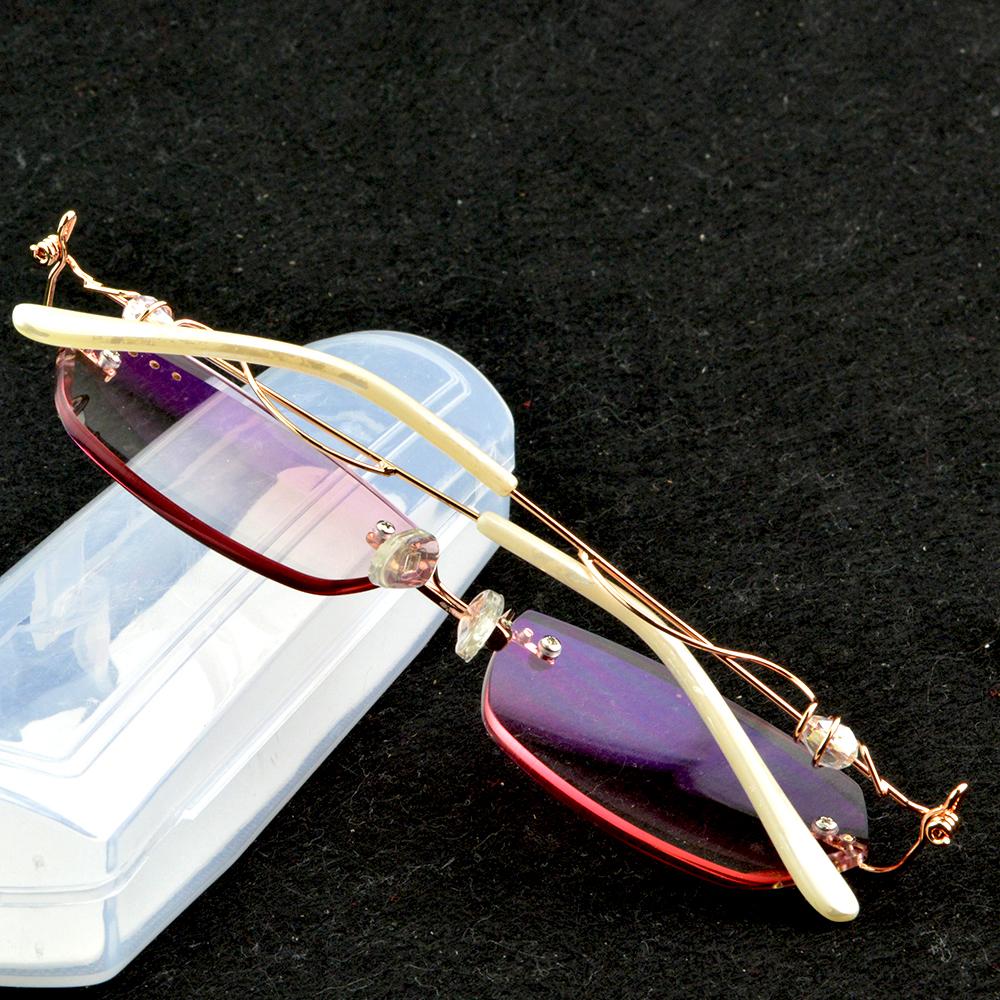 Fashionable Pink Rimless Presbyopia Glasses Sleek Design with Comfort Fit, Ideal for Ladies, +0.75 to +4
