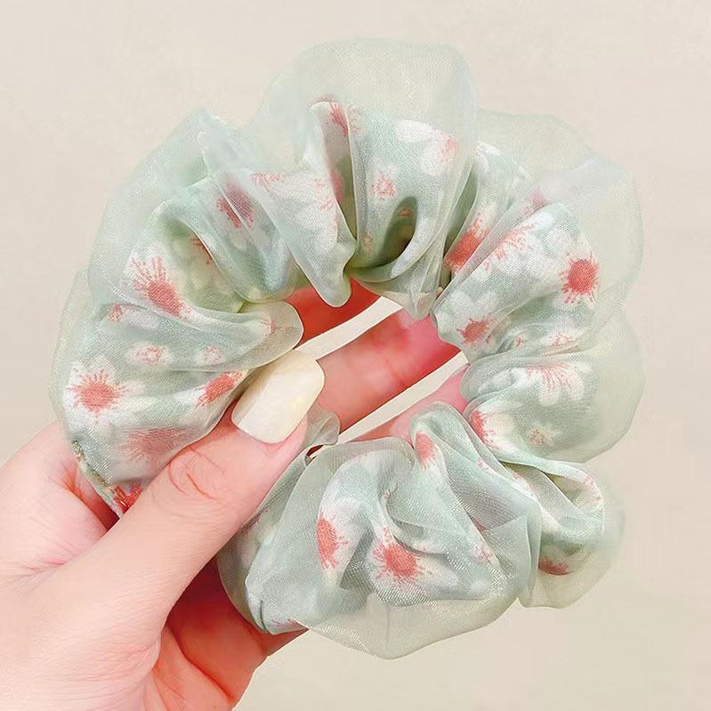 

Сетчатая ткань с цветочным принтом, большой ободок для волос для женщин, корейский, универсальный, простой, пляжный, элегантный, модный, резинка, аксессуары для волос