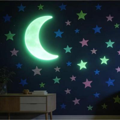 Fluoreszierende Sterne & 3D-Mond Leuchtsticker für Kinderzimmer mit leuchtenden Wandaufklebern & Kühlschrankmagneten