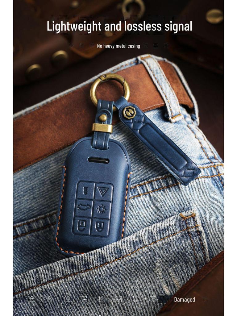 Vintage-Style Genuine Leather Key Cover for Old Volvo