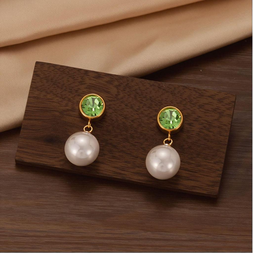 Pearl Birthstone Stainless Steel Stud Earrings - Versatile, High-End, Chic Women's Accessories