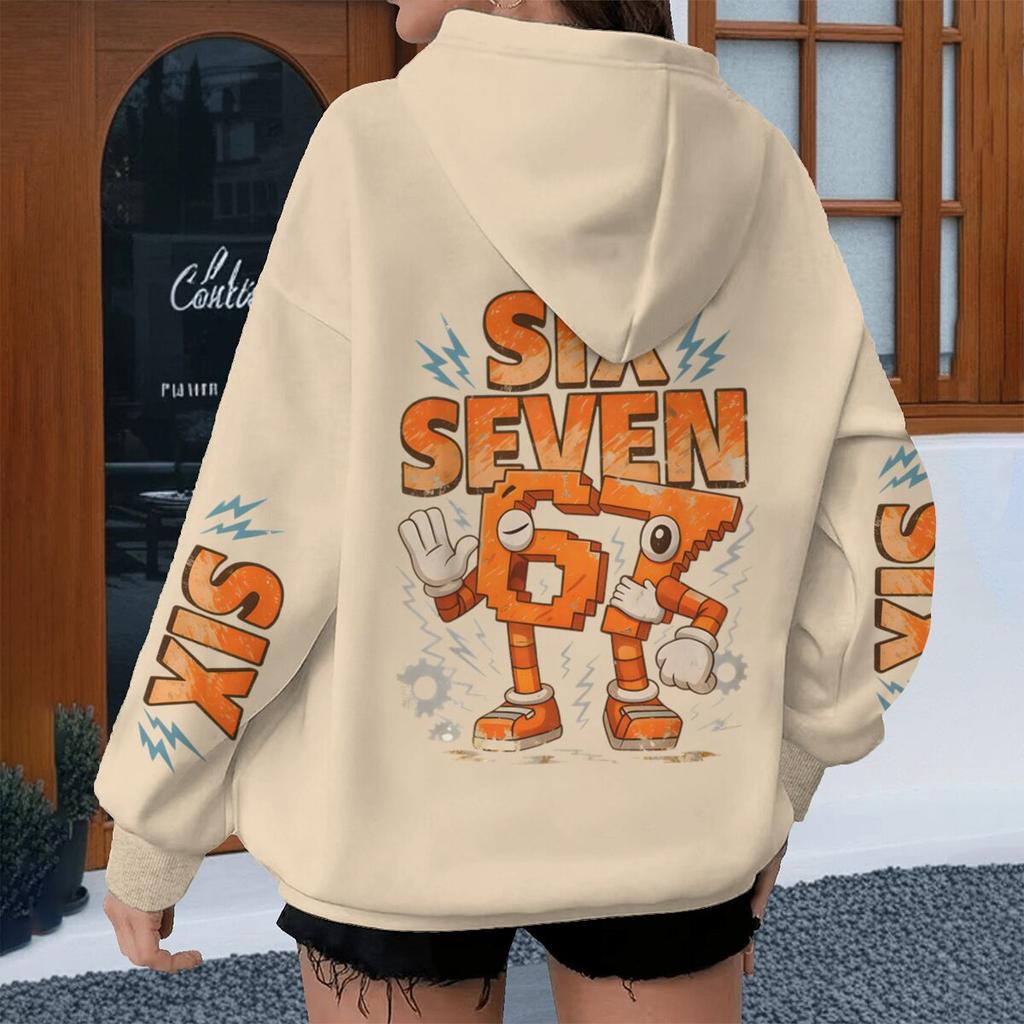 Cartoon 67 Six Seven Hoodies Men Women Meme Six Seven Cartoon Print Pullover Casual 67 Trend Hoody