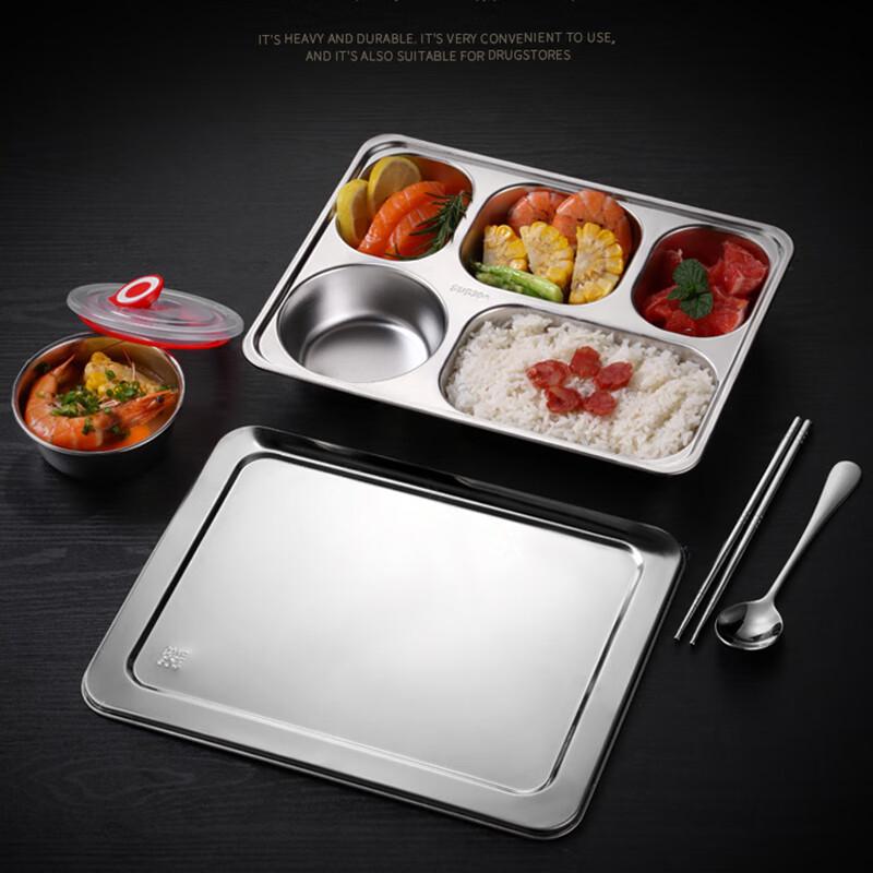 Lijia 304 Stainless Steel 4-Compartment Divided Meal Tray