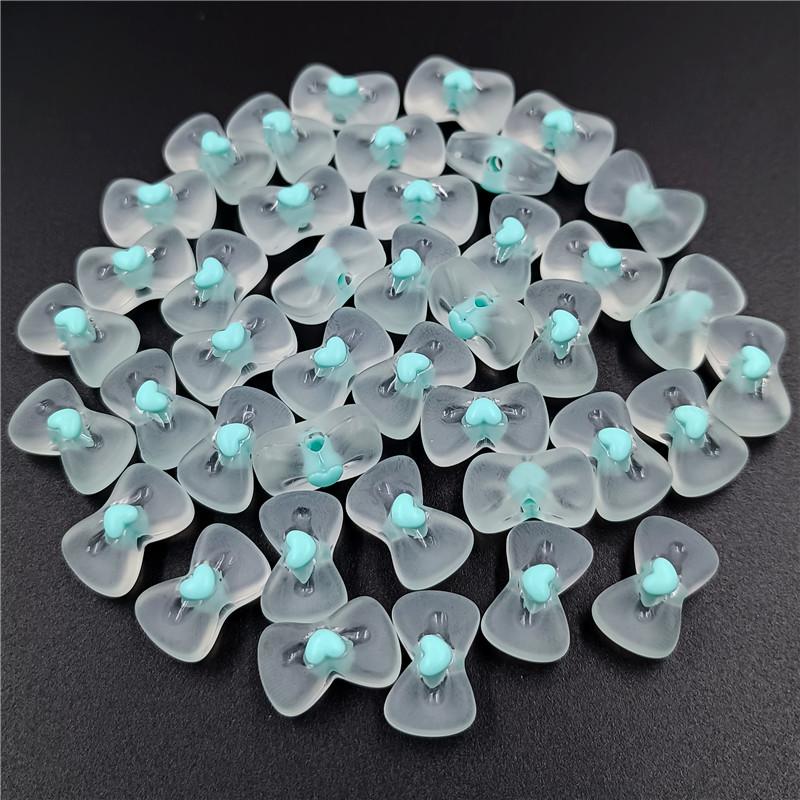 Handmade Transparent Frosted Loose Cute Heart Spacer Acrylic Beads Cartoon for Jewelry Making Bow Shape Bracelets Accessories  Beads