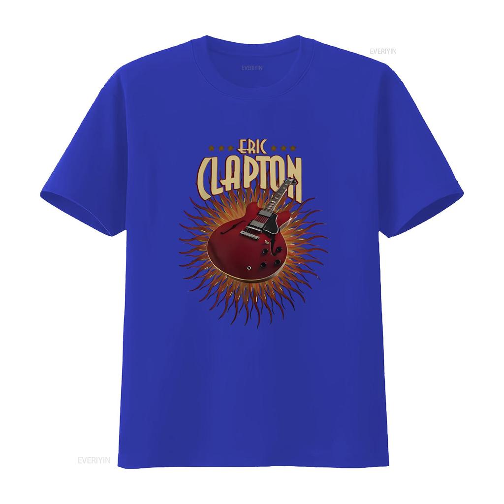 Eric Clapton Guitar Flames Smoke Music T Shirt for Men Rock Style vintage Washed Top For Everyday Wear Versatile Unisex Stylish