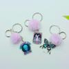 Acrylic Faux Rabbit Fur Halloween Keychain Alien Butterfly Women Key Ring Tarot Card Elk Keychain