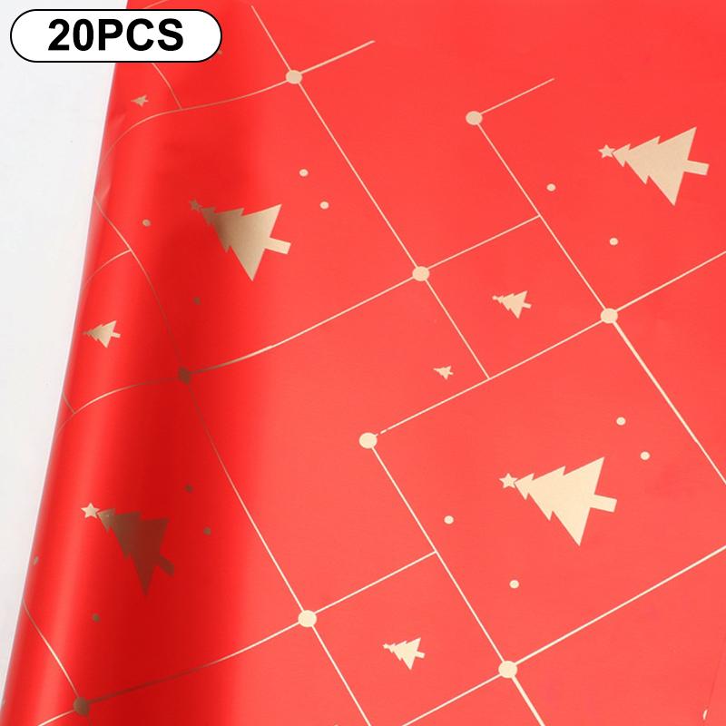 20-Count 57*57cm Flower Wrapping Papers for DIY Xmas Bouquet Packaging, Waterproof Xmas Gift Wraps