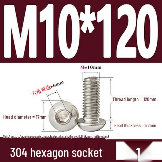 ISO7380 Stainless Steel Hex Drive Dome Head Screws - M2 to M16