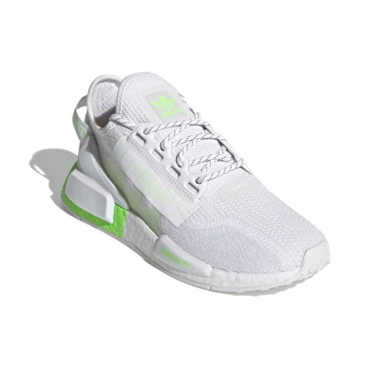 Adidas NMD R1 V2 White Signal Green Unisex Sneakers Footwear-White GX4985