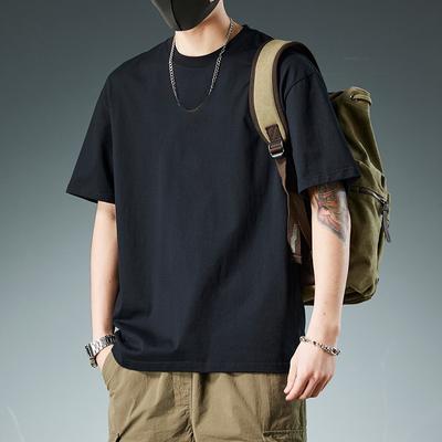 Camiseta de Algodão Masculina Manga Curta Moderna Algodão Puro Cor Sólida Simples