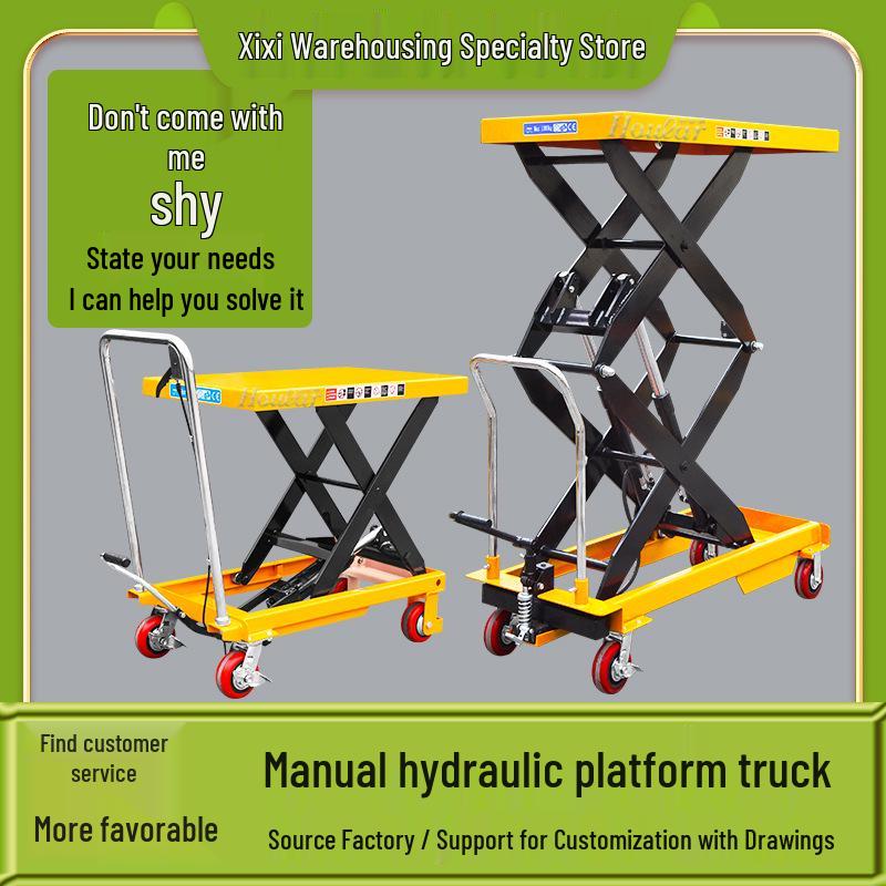 Electric Hydraulic Scissor Lift Cart - Mobile Flatbed Trolley