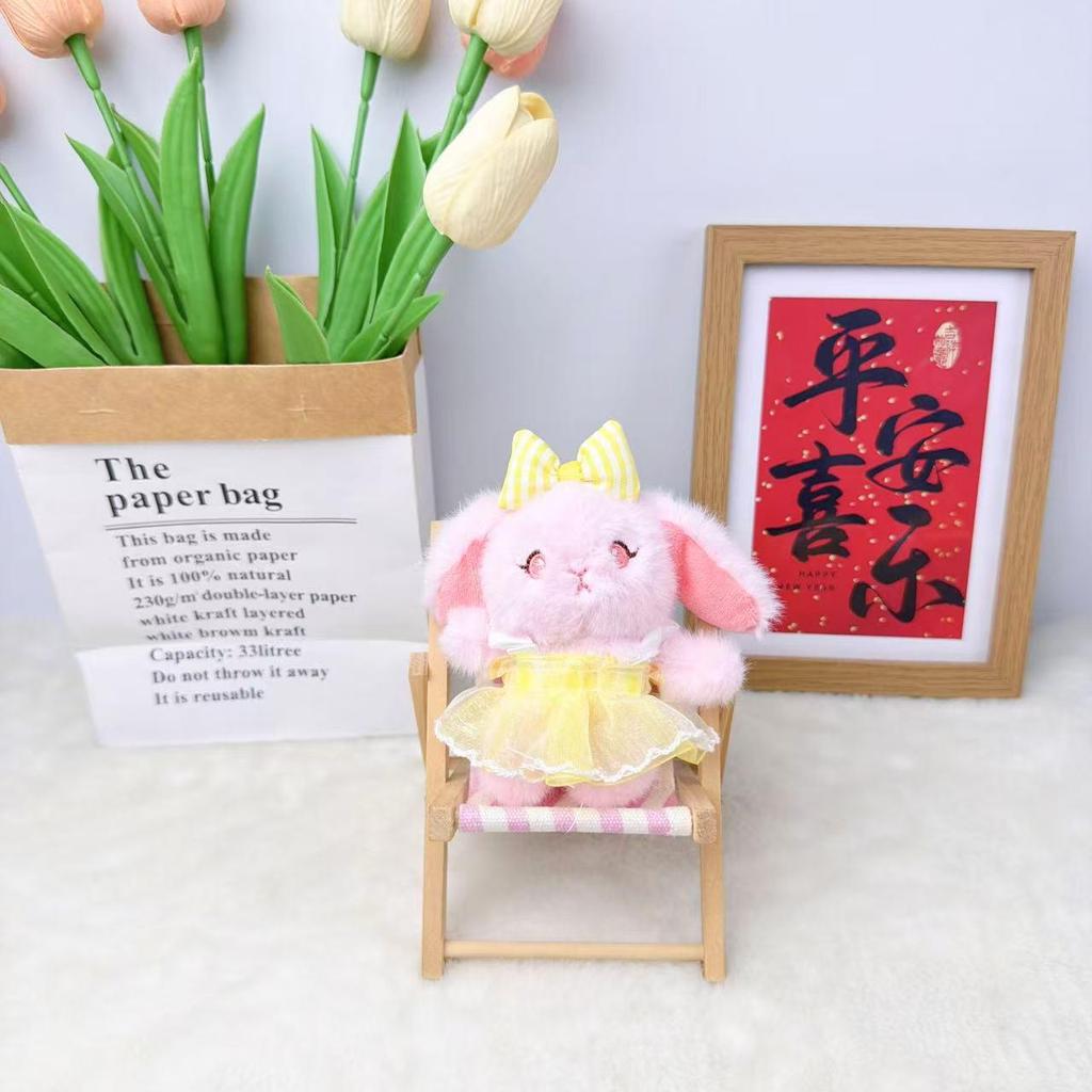Adorable Plush Bunny Keychain with Bowknot Skirt
