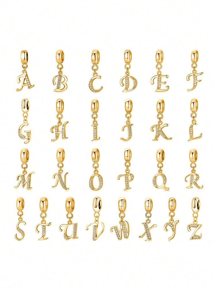 Copper Fashionable 26 Letters Of Charm Bead For Women Fit Bracelets Diy Making Anniversary Gift Fine Ladies Jewelry
