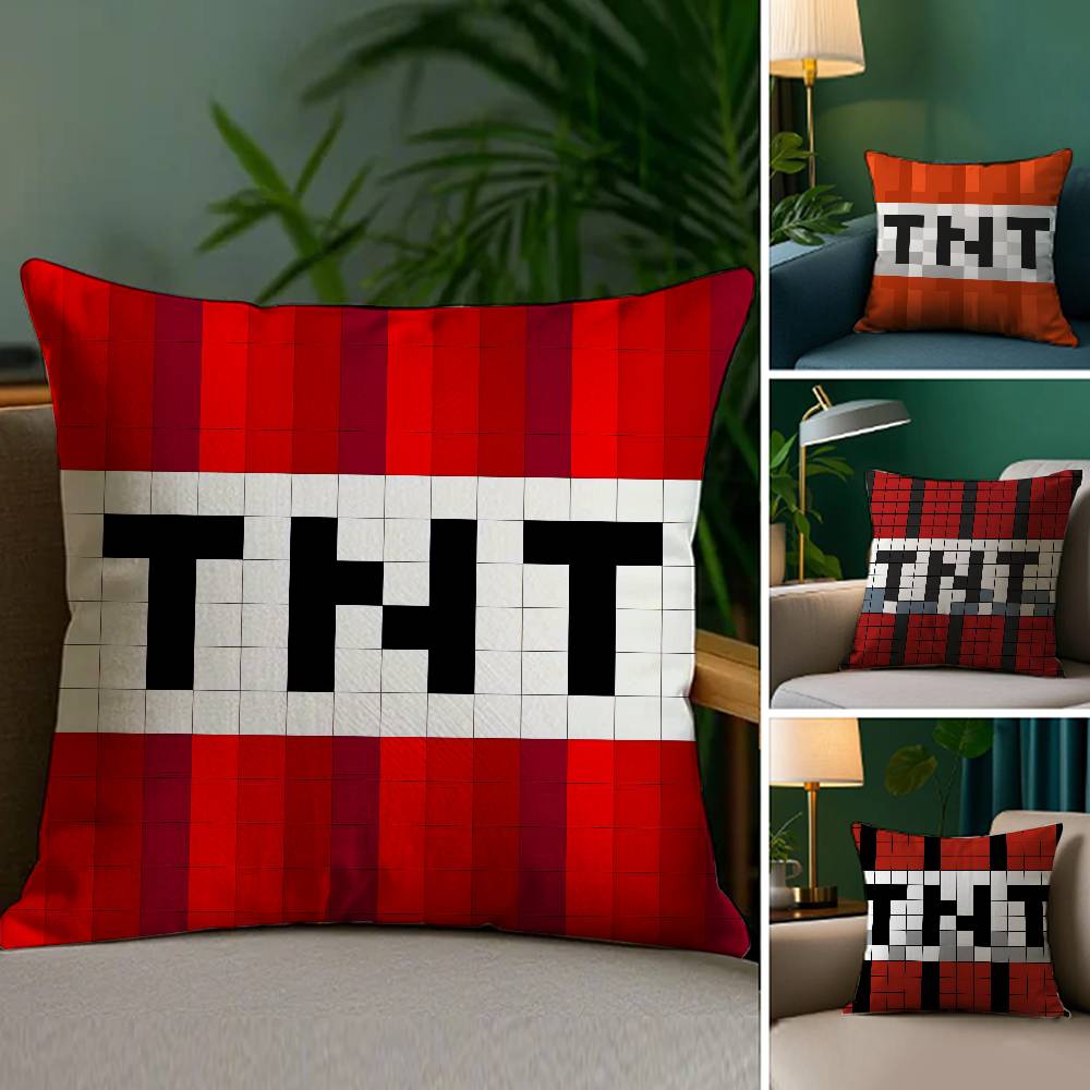 Game T-TNT Block Explosion Pillow Case Plush Fabric Soft Double Sided Print Sofa Cushion Cover Throw Pillow Covers