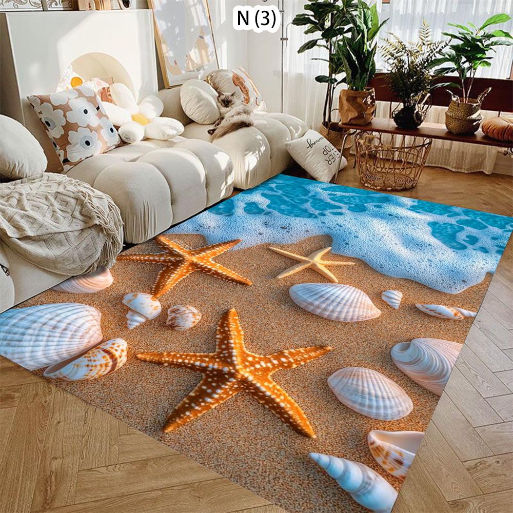 Fun HD Summer Coastline Beach Carpet for Living Room Sofa Soft Decor Rugs Bedroom Rug Kitchen Coffee Table Mat Hallway Rug
