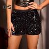 Pantaloni scurți pentru femei, cu talie înaltă, cu paiete, cu talie elastică, slim Fit, drepte, mini pantaloni scurți pentru petrecere în club Pantaloni scurti de vară casual