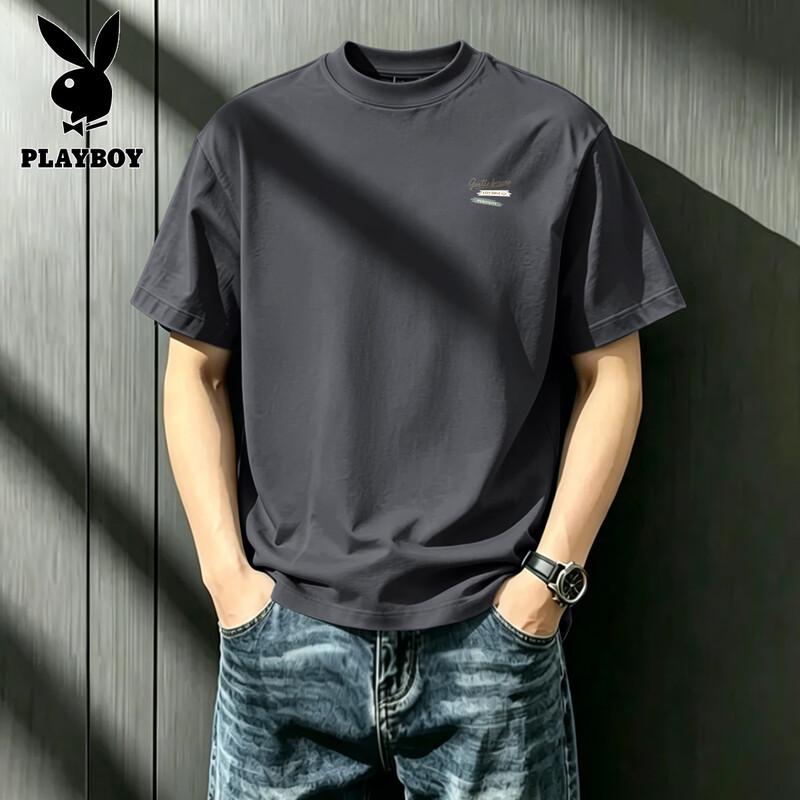 PLAYBOY Men s 2026 Pure Cotton Loose Fit Round Neck T-shirt 2XL