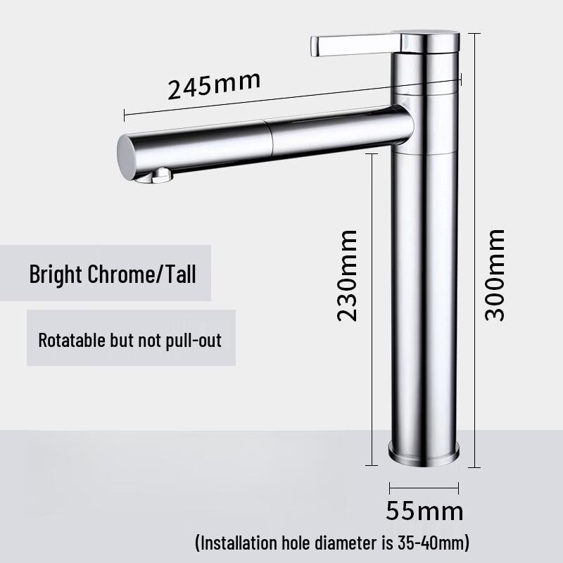 TLXT Chrome Rotatable Bathroom Basin Faucet