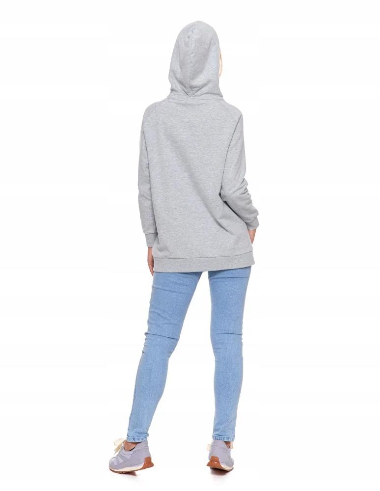 Women's Sweatshirt with Hood Cotton Fashionable Oversize Soft MORAJ XL LIGHT GREY