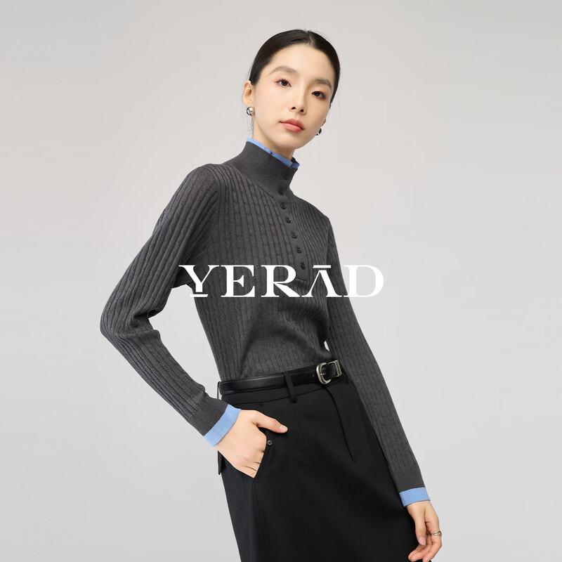Women's Faux Two-Piece Cable Knit Wool Blend Sweater