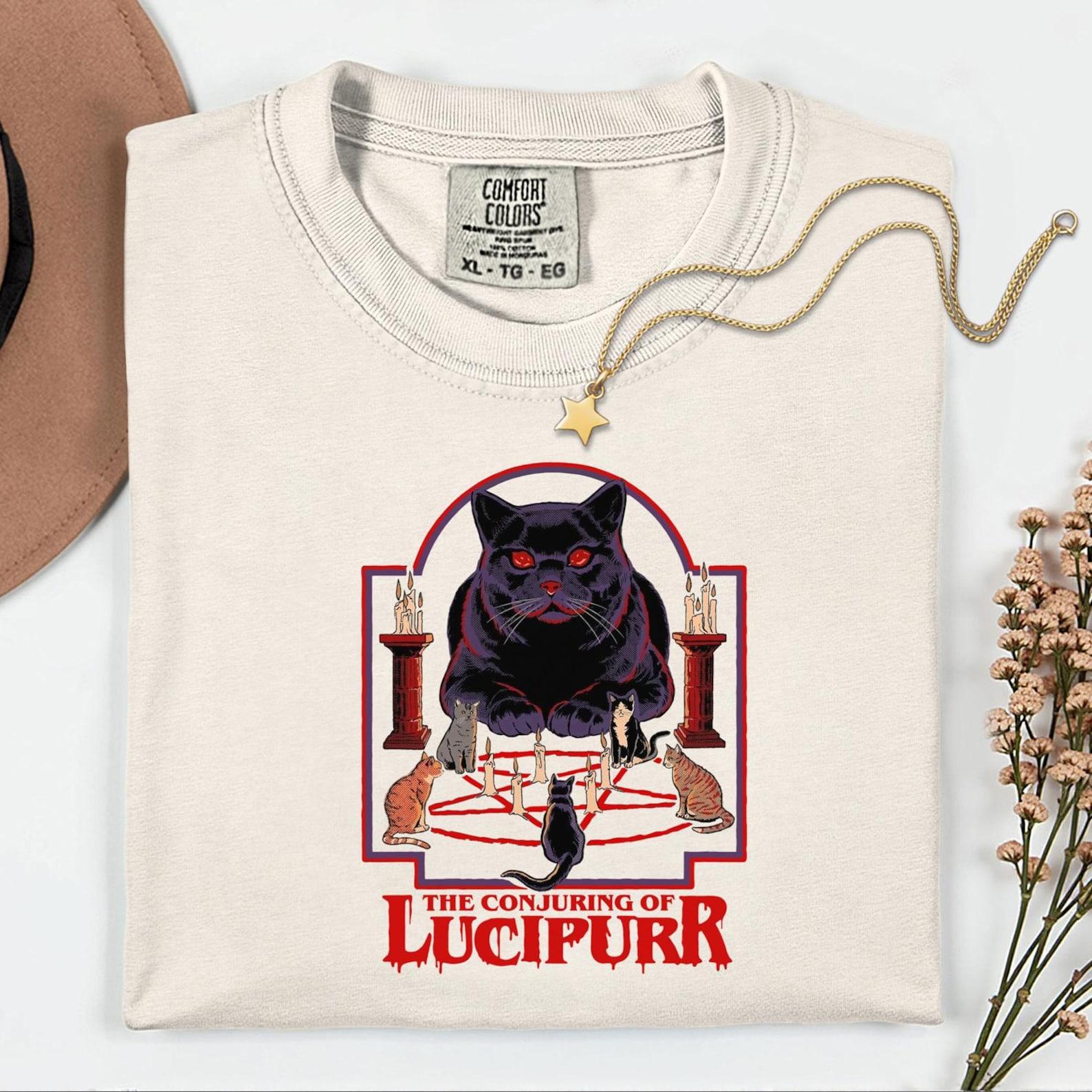 Black Cat Occult Shirt, Conjuring of Lucipurr Graphic Tee, Witchy Gothic Horror XL