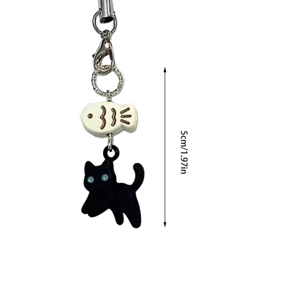 1pc Animal Phone Pendant Resin Cat Cartoon Phone Pendant Aesthetic Phone Accessories Animal Phone Strap For Phone & Keychain чёрный