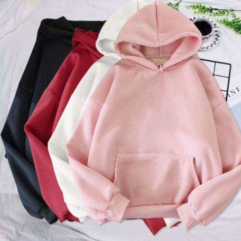 Hoodies Women Ladies Hooded Oversize Jumper Loose Long Sleeve Sweatshirts Plain