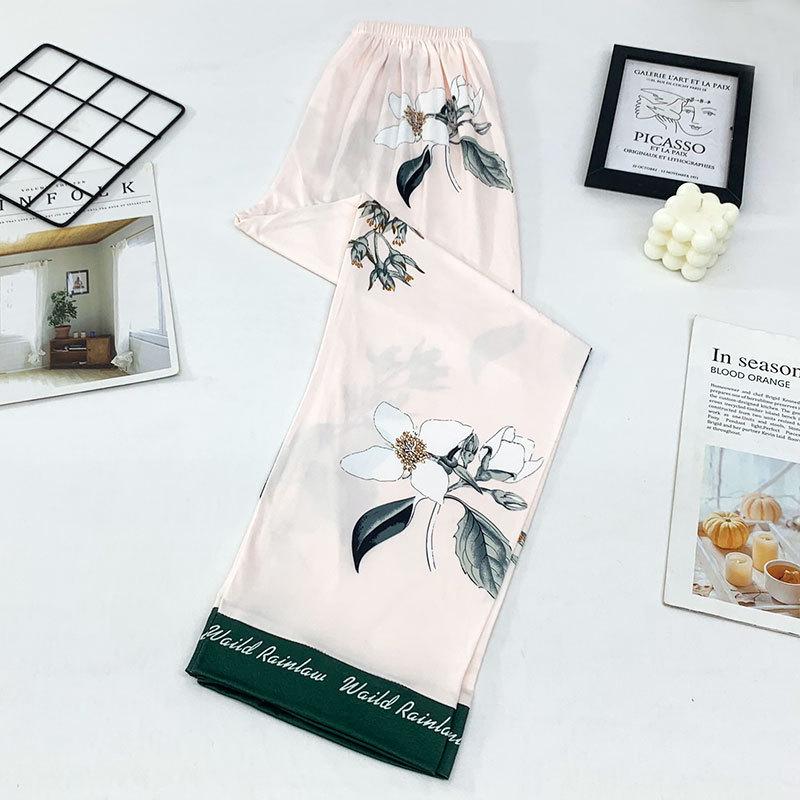 Spring/Summer Retro Floral Print Pajama Pants - Women's Korean Style, Suitable for Casual Wear, Loose Fit, Ideal for Spring and Autumn.