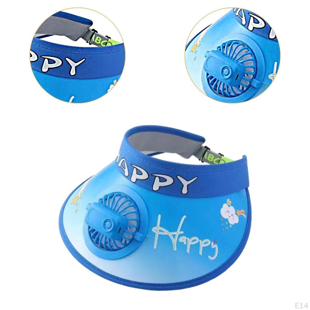 Cooling Fan Hat 3 Speeds Sun Visor for Children Beach Girls Traveling Kids