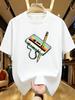 Yj00012pencil And Tape Plus Size Unisexs Round Neck Short Sleeve Tshirt With Elastic Half Sleeves And Trendy Prints