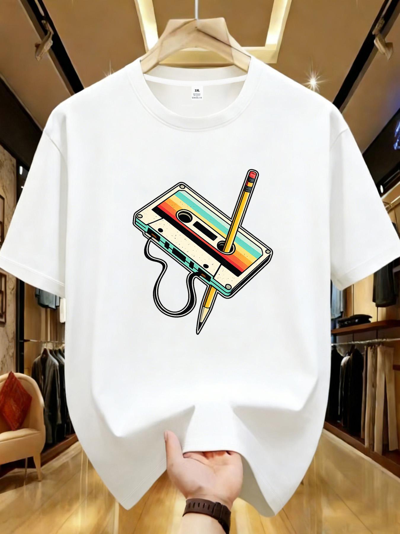

YJ00012 Pencil and Tape Style Womens Roundneck Shortsleeved Tshirt with Fashion Patterns for Streetwear S