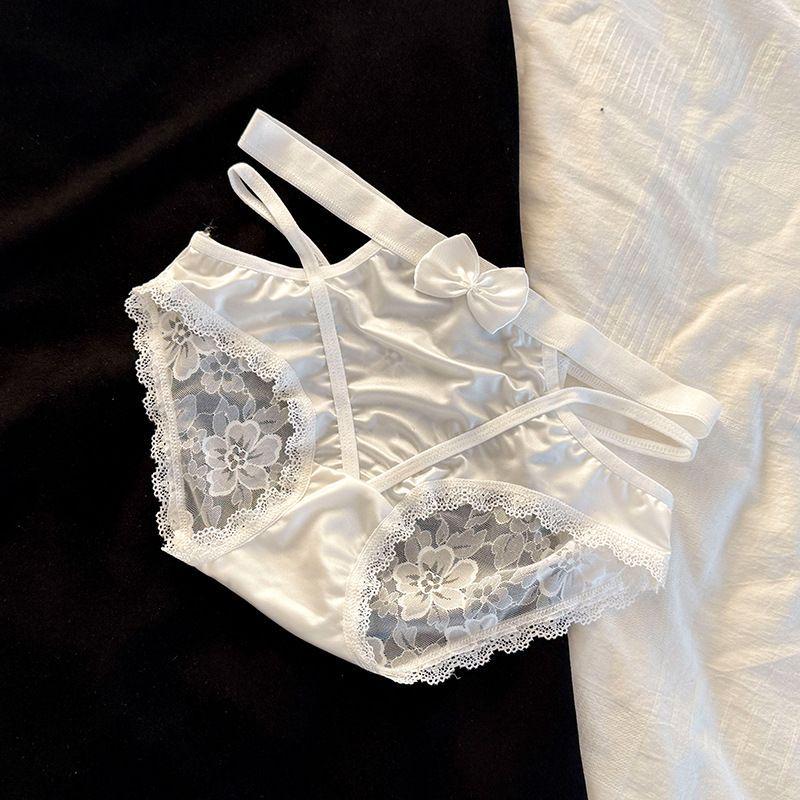 Lace Satin Low Waist Women's Briefs - Sexy French Style with Thin Straps