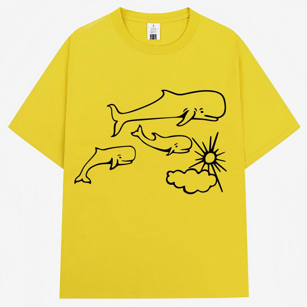 Whales and Sun Tattoo By Robe De Extremoduro T Shirts Men Women Fashion Casual Short Sleeve Oversized Cotton Tshirt Streetwear