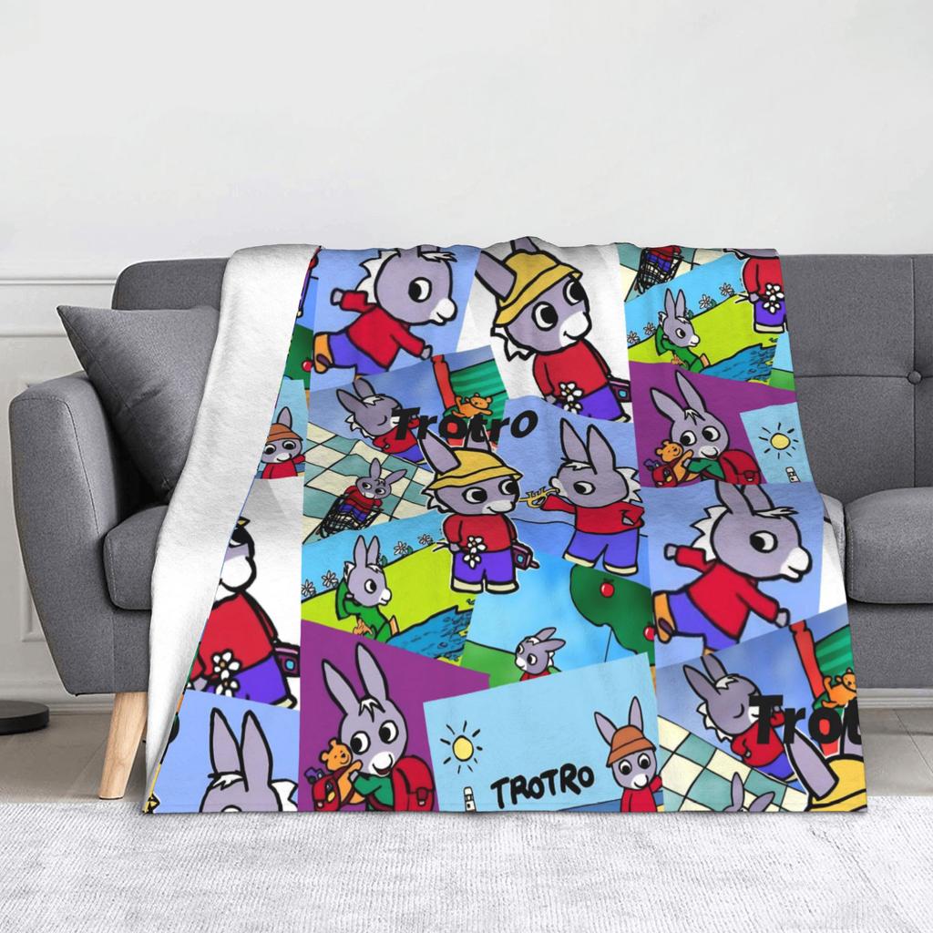 Trotro Cartoon Blanket Cute Little Donkey Fuzzy Throw Blankets Bedroom Sofa Personalised Soft Warm Bedspread