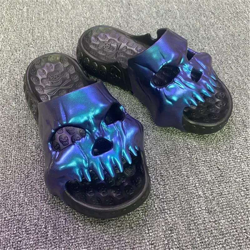Totenkopf Pantoffel Dämon Y2k Plateau Wolke Sommer Strandsandale Pantoletten Flip Flop Herren Männlich Rutschfest Indoor Outdoor Weicher Schuh Zuhause 2025