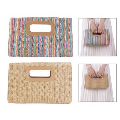 Top Handle Clutch Handbags for Women Straw Evening Bag Purses Handbag Shoulder Crossbody Purse with Gold Chain Gifts