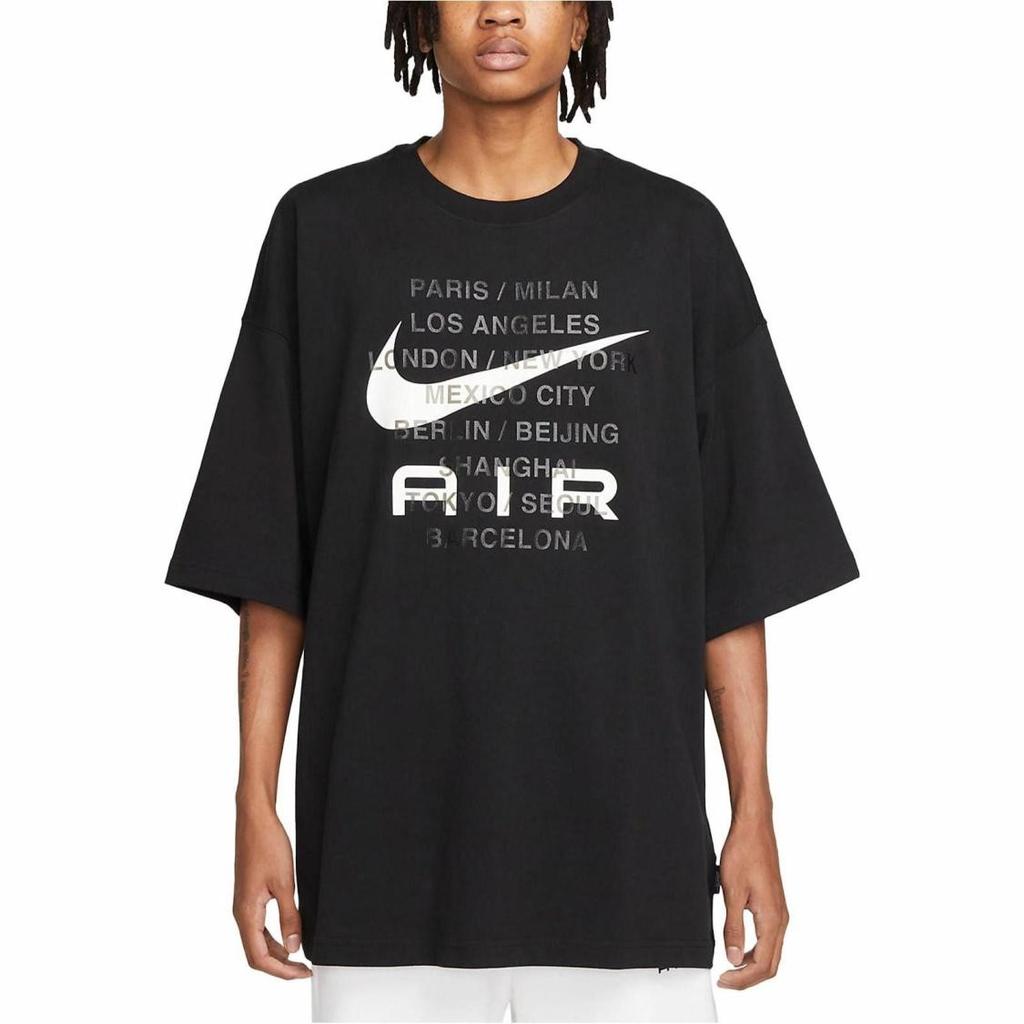 Nike Men's Retro Crewneck T-Shirt with Letter Print, Black