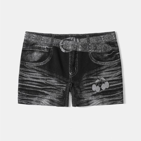 Imitation Denim Shorts for Women High Waisted Skinny Fake Jean Shorts Stretch Boyshort Panties Ladies Boxer Briefs