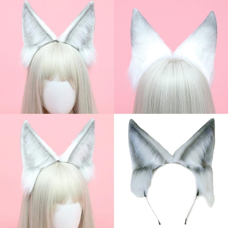 Plush Foxes Ears Headband For Women And Kids Soft Hairpieces Comfortable Headwear Adjustable Animal Hair Accessory