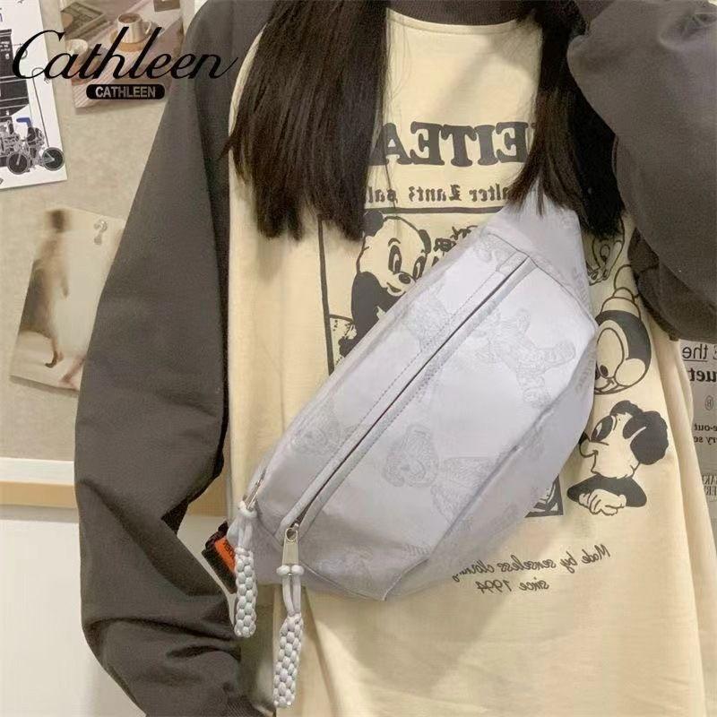 

Panda Chest Bag Women s Bag 2025 New Arrival Student Cycling Sports One-Shoulder Crossbody Bag Women s Small Waist Bag Satchel Grey