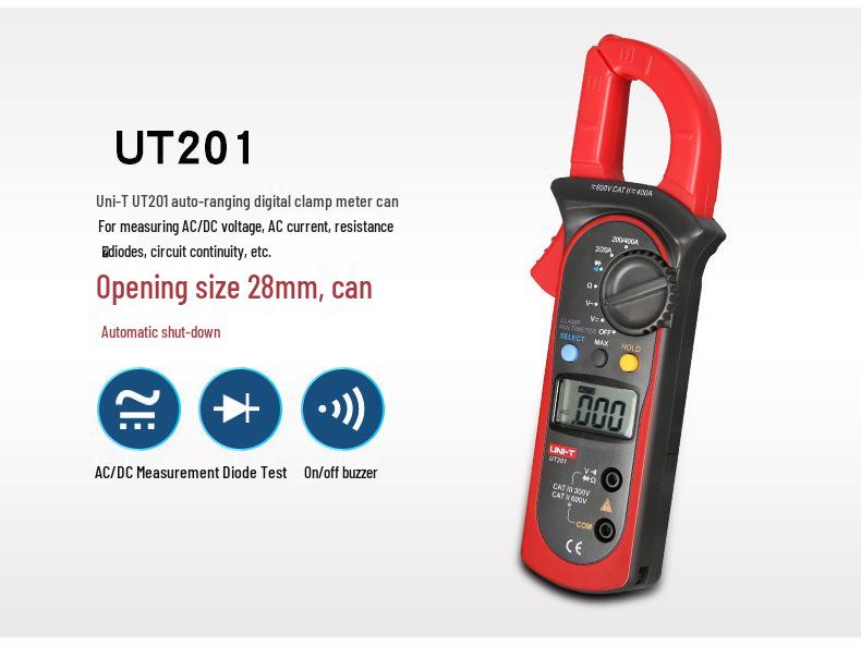 Uni-T UT204 High-Precision Digital Clamp Meter for Electricians - AC/DC Multimeter with Digital Display