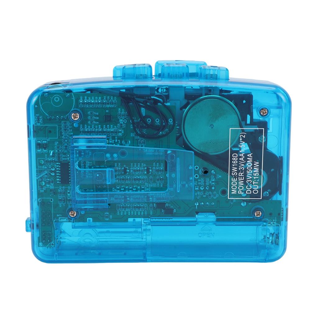 Cassette Player Portable Recorder Transparent Retro with Earphone for Cassette Tape