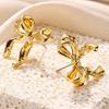 Bohemian Style Irregular Bowknot Stud Earrings Golden Plated Fashionable Women's Jewelry Accessories
