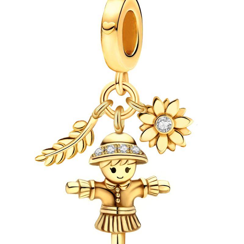 Copper Warm Maple Leaf Squirrel Golden Autumn Series Bead Fit Diy Bracelet Making Gift Of High Quality Jewelry