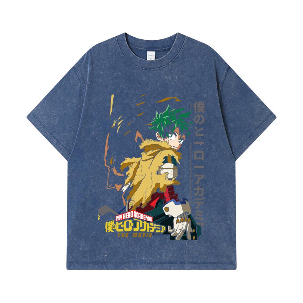 275 GSM Washed T-shirts 100% Cotton My Hero Academia V25 Deku Print Unisex Heavy Cotton T Shirt