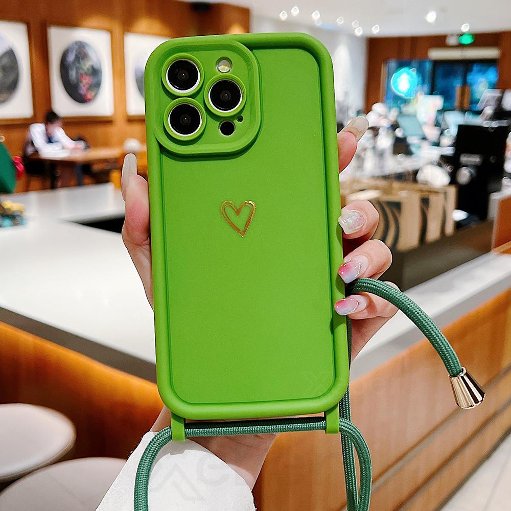 

Crossbody Strap Lanyard Heart Soft Case For iPhone 15 Pro 14 13 12 11 XS Max XR X 7 8 Plus SE Camera Protection Shockproof Cover For iPhone SE 2020&Case & Strap