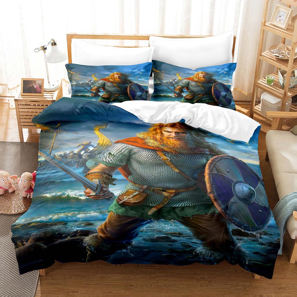 Vikings Bedding Set TV Drama Scene Prints Duvet Cover Pillowcase Quilt Cover For Girls Boys Teen Bedroom Decor Single Double