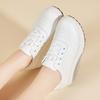 Women's Sneakers Height Increase White Leather Platform Casual Simple Thick Sole Elevator Shake Shoes