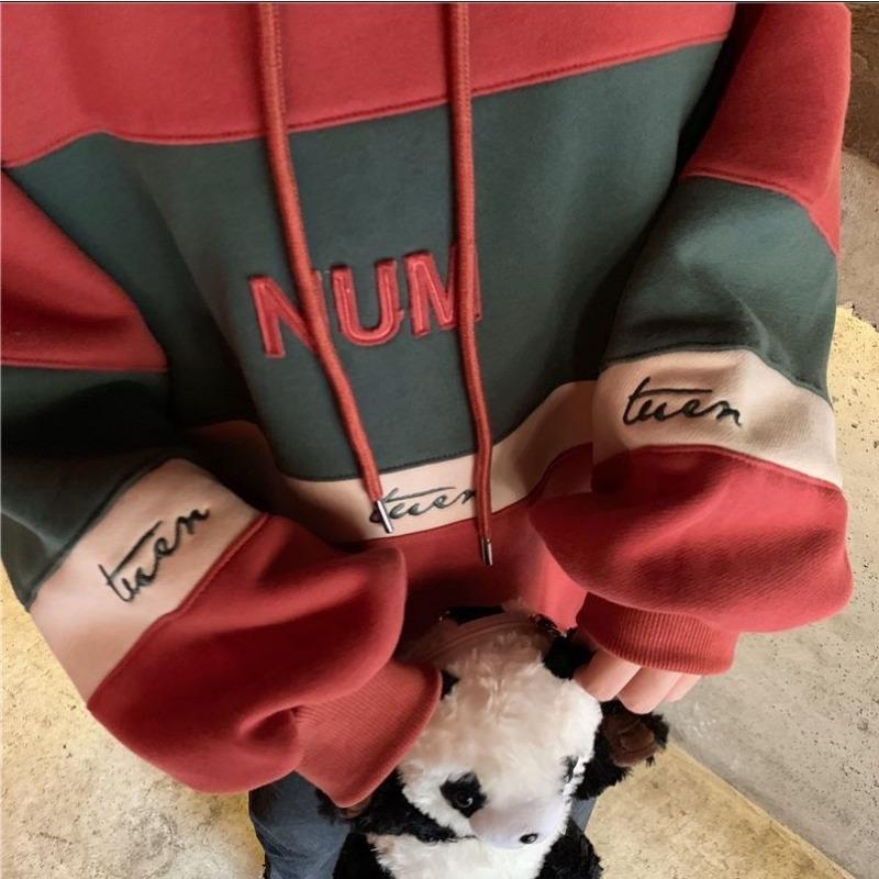 Damska aksamitna bluza z kapturem jesienno-zimowa luźna wersja koreańska topu szkolnego