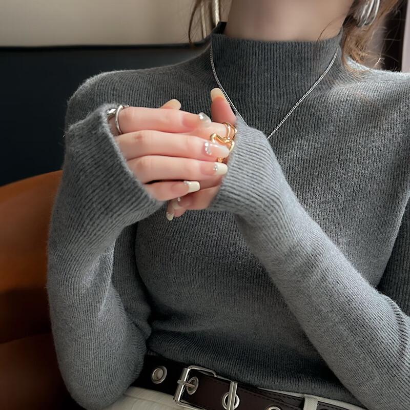 

YUZHAOLIN Women s Seamless High-Neck Knit Base Layer Sweater One Size (80-130 jin)